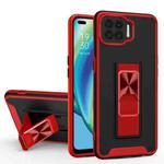 For OPPO F17 Dual-color Skin Feel TPU + PC Magnetic Shockproof Case with Invisible Holder(Red)