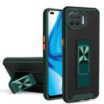 For OPPO F17 Pro / A93 Dual-color Skin Feel TPU + PC Magnetic Shockproof Case with Invisible Holder(Dark Green)