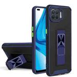 For OPPO F17 Pro / A93 Dual-color Skin Feel TPU + PC Magnetic Shockproof Case with Invisible Holder(Blue)