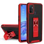 For OPPO A53 Dual-color Skin Feel TPU + PC Magnetic Shockproof Case with Invisible Holder(Red)