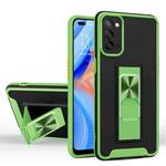 For OPPO Reno4 Dual-color Skin Feel TPU + PC Magnetic Shockproof Case with Invisible Holder(Green)