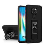 For Motorola Moto G9 Dual-color Skin Feel TPU + PC Magnetic Shockproof Case with Invisible Holder(Black)