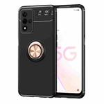 For OPPO A93s 5G Metal Ring Holder 360 Degree Rotating TPU Case(Black+Rose Gold)