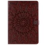 For iPad 10.2 / Pro 10.5 / Air 2019 Pressed Printing Sun Flower Pattern Horizontal Flip Leather Case with Holder & Card Slots & Wallet(Brown)