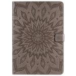 For iPad 10.2 / Pro 10.5 / Air 2019 Pressed Printing Sun Flower Pattern Horizontal Flip Leather Case with Holder & Card Slots & Wallet(Grey)