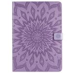 For iPad 10.2 / Pro 10.5 / Air 2019 Pressed Printing Sun Flower Pattern Horizontal Flip Leather Case with Holder & Card Slots & Wallet(Purple)