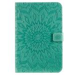 For iPad Mini 2019 & 4 & 3 & 2 & 1 Pressed Printing Sun Flower Pattern Horizontal Flip Leather Case with Holder & Card Slots & Wallet(Green)