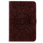 For iPad Mini 2019 & 4 & 3 & 2 & 1 Pressed Printing Sun Flower Pattern Horizontal Flip Leather Case with Holder & Card Slots & Wallet(Brown)