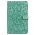 For Galaxy Tab A 8.0 & S Pen (2019) Pressed Printing Sun Flower Pattern Horizontal Flip Leather Case with Holder & Card Slots & Wallet(Green)