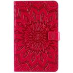 For Galaxy Tab A 8.0 & S Pen (2019) Pressed Printing Sun Flower Pattern Horizontal Flip Leather Case with Holder & Card Slots & Wallet(Rose Red)