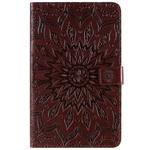 For Galaxy Tab A 8.0 & S Pen (2019) Pressed Printing Sun Flower Pattern Horizontal Flip Leather Case with Holder & Card Slots & Wallet(Brown)