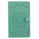 For Galaxy Tab A 8.0 (2019) T295/T290 Pressed Printing Sun Flower Pattern Horizontal Flip Leather Case with Holder & Card Slots & Wallet(Green)