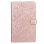For Galaxy Tab A 8.0 (2019) T295/T290 Pressed Printing Sun Flower Pattern Horizontal Flip Leather Case with Holder & Card Slots & Wallet(Rose Gold)