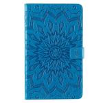 For Galaxy Tab A 8.0 (2019) T295/T290 Pressed Printing Sun Flower Pattern Horizontal Flip Leather Case with Holder & Card Slots & Wallet(Blue)
