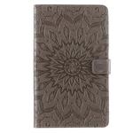 For Galaxy Tab A 8.0 (2019) T295/T290 Pressed Printing Sun Flower Pattern Horizontal Flip Leather Case with Holder & Card Slots & Wallet(Grey)