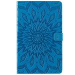 For Galaxy Tab A 10.1 (2019) Pressed Printing Sun Flower Pattern Horizontal Flip Leather Case with Holder & Card Slots & Wallet(Blue)