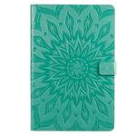 For Galaxy Tab S5e Pressed Printing Sun Flower Pattern Horizontal Flip Leather Case with Holder & Card Slots & Wallet(Green)