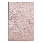 For Galaxy Tab S5e Pressed Printing Sun Flower Pattern Horizontal Flip Leather Case with Holder & Card Slots & Wallet(Rose Gold)