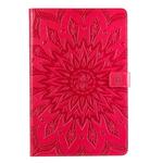 For Galaxy Tab S5e Pressed Printing Sun Flower Pattern Horizontal Flip Leather Case with Holder & Card Slots & Wallet(Rose Red)
