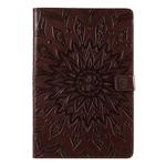 For Galaxy Tab S5e Pressed Printing Sun Flower Pattern Horizontal Flip Leather Case with Holder & Card Slots & Wallet(Brown)