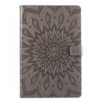 For Galaxy Tab S5e Pressed Printing Sun Flower Pattern Horizontal Flip Leather Case with Holder & Card Slots & Wallet(Grey)