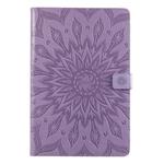 For Galaxy Tab S5e Pressed Printing Sun Flower Pattern Horizontal Flip Leather Case with Holder & Card Slots & Wallet(Purple)