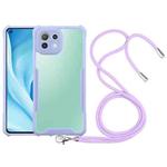 For Xiaomi Mi 11 Lite Acrylic + Color TPU Shockproof Case with Neck Lanyard(Purple)