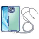 For Xiaomi Mi 11 Lite Acrylic + Color TPU Shockproof Case with Neck Lanyard(Milk Grey)