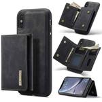 DG.MING M1 Series 3-Fold Multi Card Wallet  Back Cover Shockproof Case with Holder Function For iPhone X(Black)
