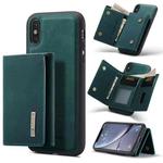 DG.MING M1 Series 3-Fold Multi Card Wallet  Back Cover Shockproof Case with Holder Function For iPhone XS Max(Green)