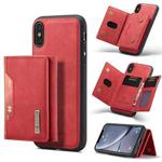 DG.MING M2 Series 3-Fold Multi Card Bag Back Cover Shockproof Case with Wallet & Holder Function For iPhone X(Red)