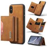 DG.MING M2 Series 3-Fold Multi Card Bag Back Cover Shockproof Case with Wallet & Holder Function For iPhone XS(Brown)