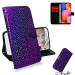 For Galaxy A20S Solid Color Colorful Magnetic Buckle Horizontal Flip PU Leather Case with Holder & Card Slots & Wallet & Lanyard(Purple)