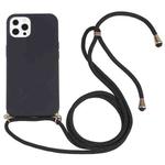 For iPhone 13 Pro Wheat Straw Material + TPU Shockproof Case with Neck Lanyard (Black)