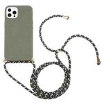 For iPhone 13 Pro Max Wheat Straw Material + TPU Shockproof Case with Neck Lanyard (Dark Green)