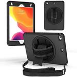 For iPad mini 6 360 Degree Rotation Turntable Robot Shockproof TPU + PC Protective Tablet Case with Holder & Hand Grip Strap & Shoulder Strap(Black Black)