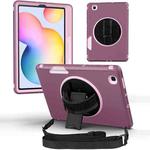 For Samsung Galaxy Tab S6 Lite 360 Degree Rotation Turntable Robot Shockproof TPU + PC Protective Tablet Case with Holder & Hand Grip Strap & Shoulder Strap(Purple+Light Purple)