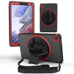 360 Degree Rotation Turntable Robot Shockproof TPU + PC Protective Case with Holder & Hand Grip Strap & Shoulder Strap For Samsung Galaxy Tab A7 Lite(Black Red)