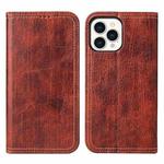 For iPhone 13 Pro Fierre Shann Retro Tree Bark Texture PU Magnetic Horizontal Flip Leather Case with Holder & Card Slots & Wallet (Red)
