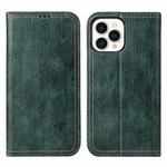 For iPhone 13 Pro Fierre Shann Retro Tree Bark Texture PU Magnetic Horizontal Flip Leather Case with Holder & Card Slots & Wallet (Green)