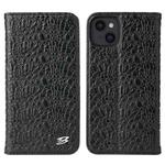 For iPhone 13 mini Fierre Shann Crocodile Texture Magnetic Horizontal Flip Genuine Leather Case with Holder & Card Slot (Black)