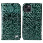 For iPhone 13 mini Fierre Shann Crocodile Texture Magnetic Horizontal Flip Genuine Leather Case with Holder & Card Slot (Green)