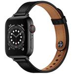 14mm Couple Style Leather Watch Band For Apple Watch Series 8&7 41mm / SE 2&6&SE&5&4 40mm / 3&2&1 38mm(Black Black Buckle)