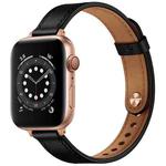 14mm Couple Style Leather Watch Band For Apple Watch Ultra 49mm / Series 8&7 45mm / SE 2&6&SE&5&4 44mm / 3&2&1 42mm(Black Rose Gold Buckle)