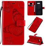 For LG G8X Pressed Printing Butterfly Pattern Horizontal Flip PU Leather Case with Holder & Card Slots & Wallet & Lanyard(Red)