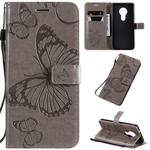 For Nokia 7.2 Pressed Printing Butterfly Pattern Horizontal Flip PU Leather Case with Holder & Card Slots & Wallet & Lanyard(Gray)