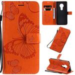 For Nokia 7.2 Pressed Printing Butterfly Pattern Horizontal Flip PU Leather Case with Holder & Card Slots & Wallet & Lanyard(Orange)