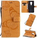 For Nokia 7.2 Pressed Printing Butterfly Pattern Horizontal Flip PU Leather Case with Holder & Card Slots & Wallet & Lanyard(Yellow)