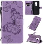 For Nokia 7.2 Pressed Printing Butterfly Pattern Horizontal Flip PU Leather Case with Holder & Card Slots & Wallet & Lanyard(Purple)