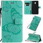 For Xiaomi Redmi 8A Pressed Printing Butterfly Pattern Horizontal Flip PU Leather Case with Holder & Card Slots & Wallet & Lanyard(Green)